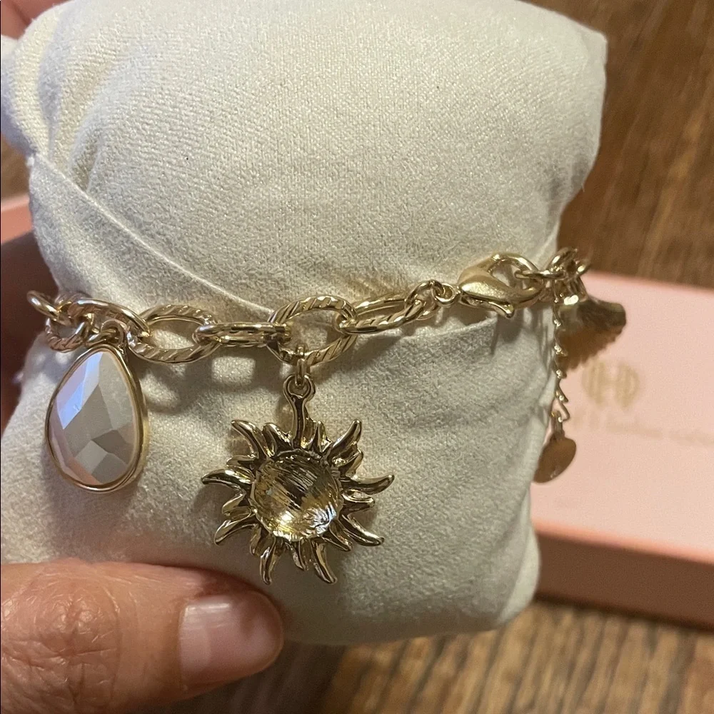 House of Harlow 1960 Gold and White Sea Charm Bracelet